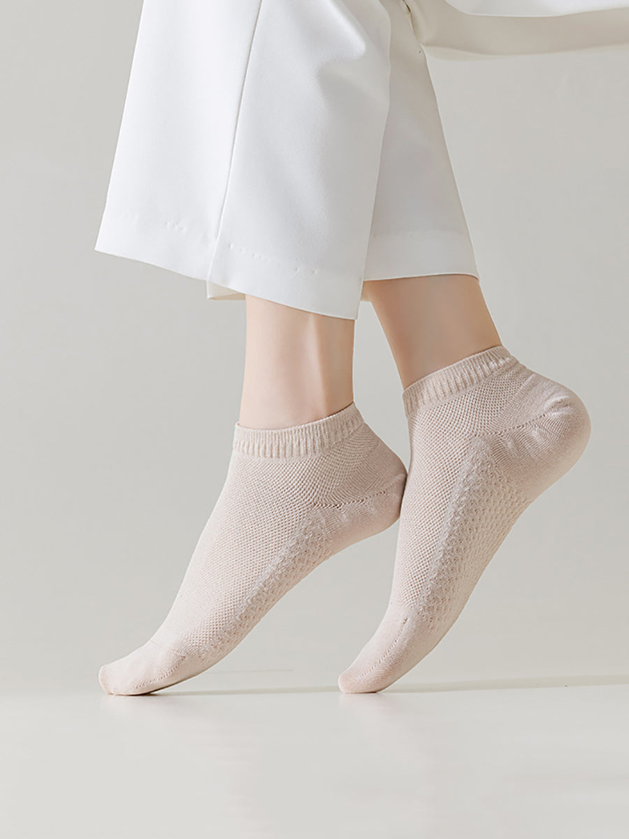 Women Color 5 Cotton Casual Pairs Socks Pure