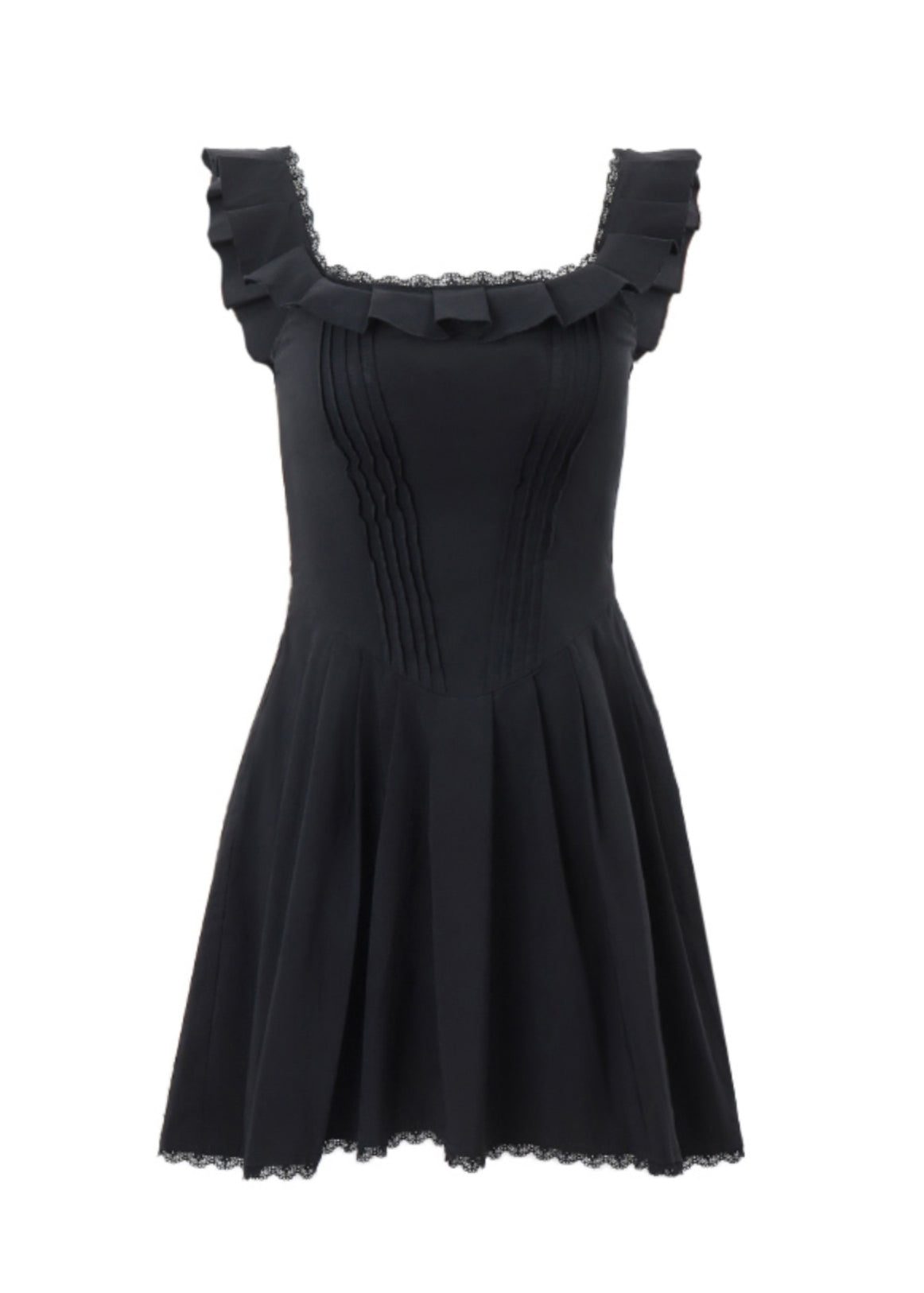 Black Ruffled Strap Spaghetti Summer Style Dress American