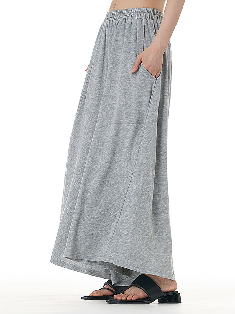 Women Summer Casual Solid Wide-leg Loose Pants FD050