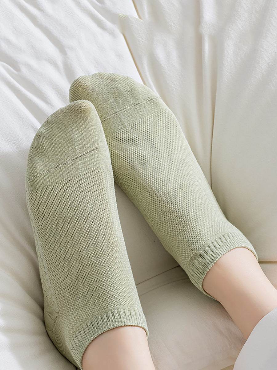 Women Color 5 Cotton Casual Pairs Socks Pure