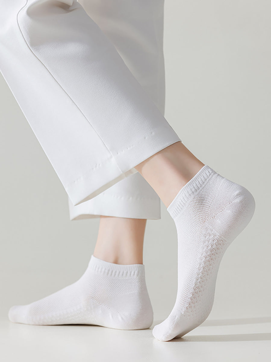 Women Color 5 Cotton Casual Pairs Socks Pure