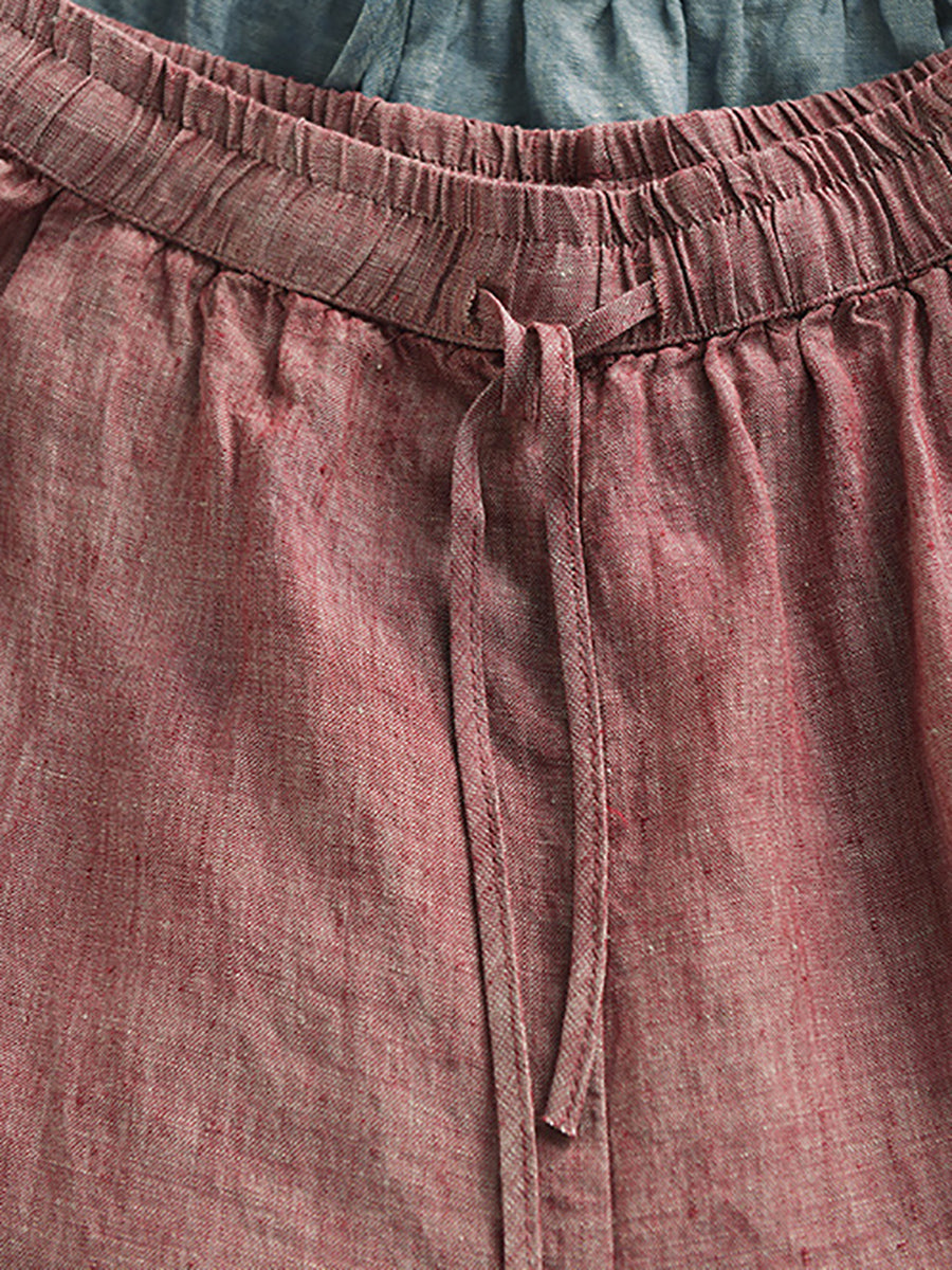 Women Retro Harem Summer Pants 100%Linen Color Pure