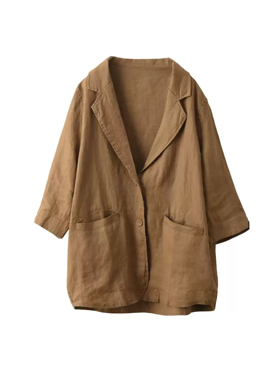 Color Summer Pure Artsy Women Coat Shirt 100%Linen