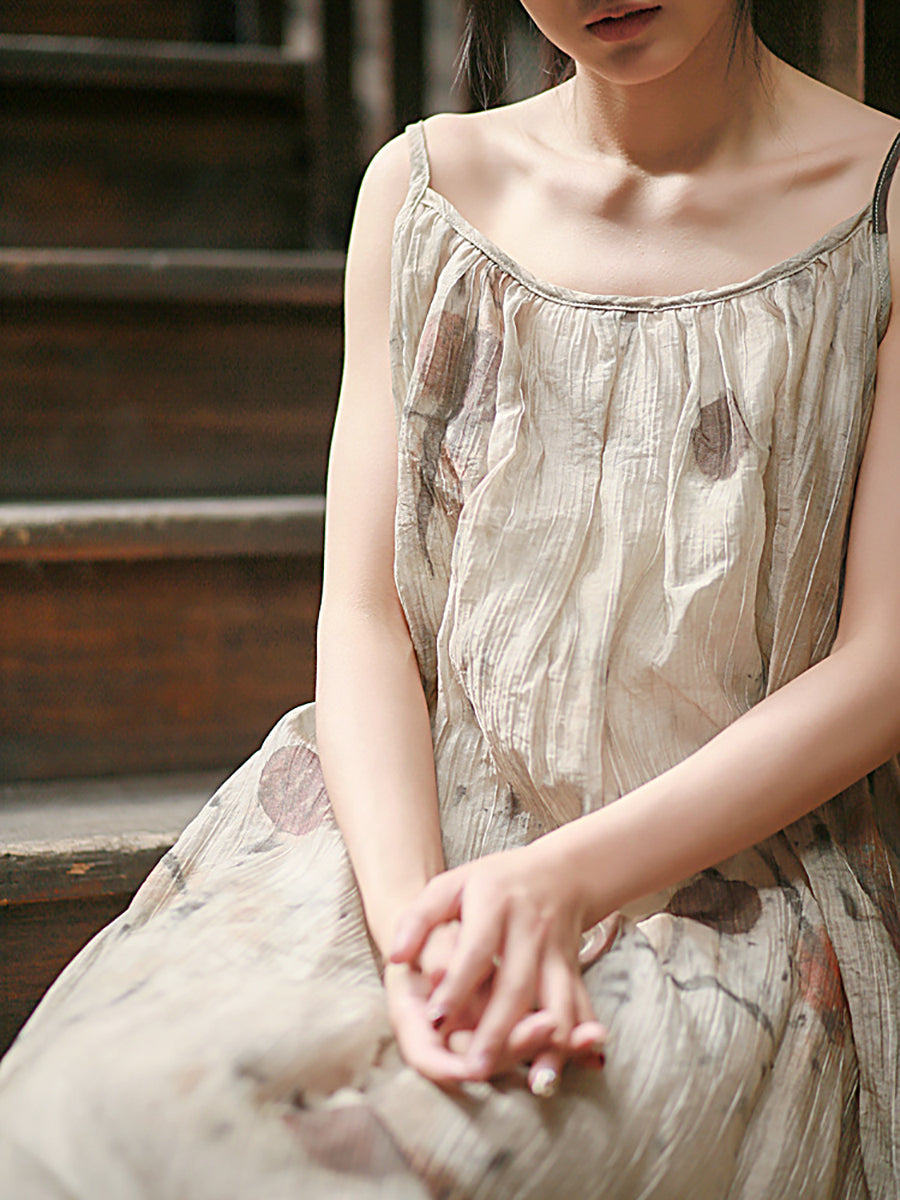 Vest Summer O-Neck Women Artsy Dress Dyeing