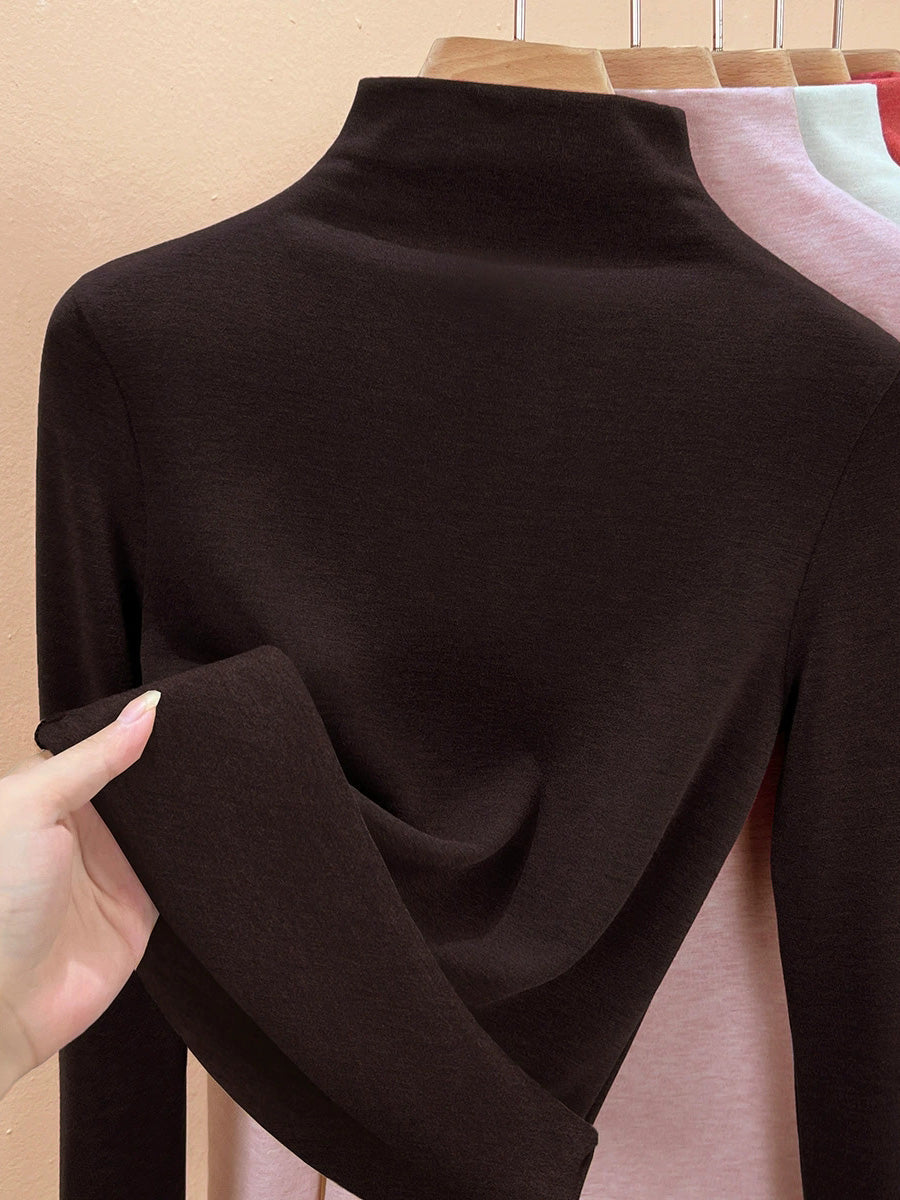 Autumn Half-Turtleneck Blouse Casual Women Warm Base