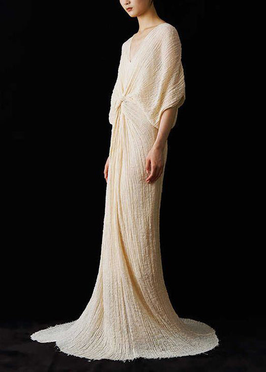 Up Italian Summer Dress Neck Lace Wrinkled Ankle V