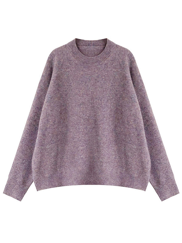 Dreamy Loose Purple Round-Neck Long Sleeves Sweater QX008