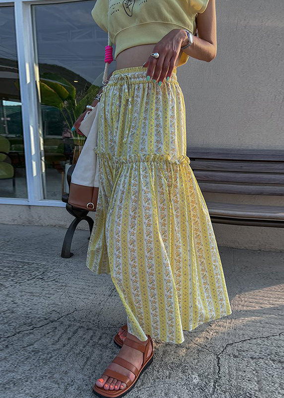 Skirt Spring Ruffled Cotton French Print Purple