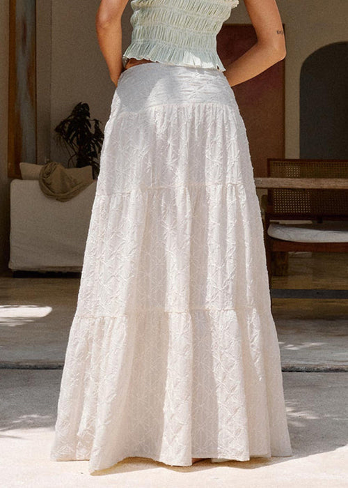 Side Bohemian Waist Open Beige Summer Skirts Cotton High