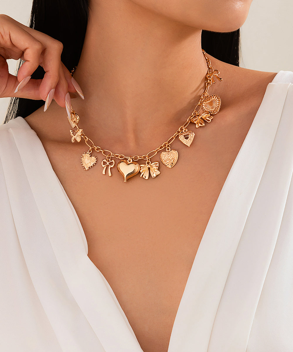 Necklace Love Boutique Bow Gold Copper Pendant Alloy