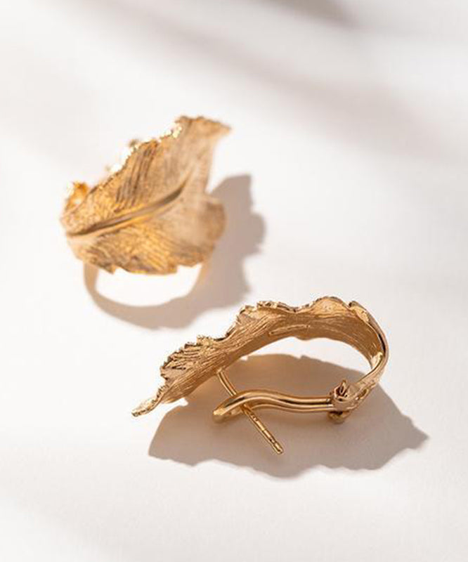 Overgild Earrings Gold Leaf Hoop Boutique Copper