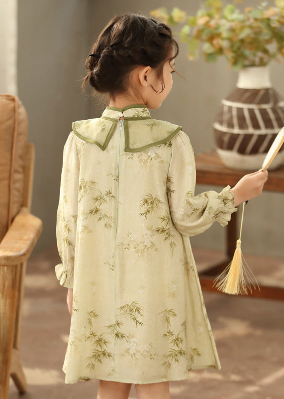 Tassel Sleeve Green Girls Maxi Lantern Dress Boutique