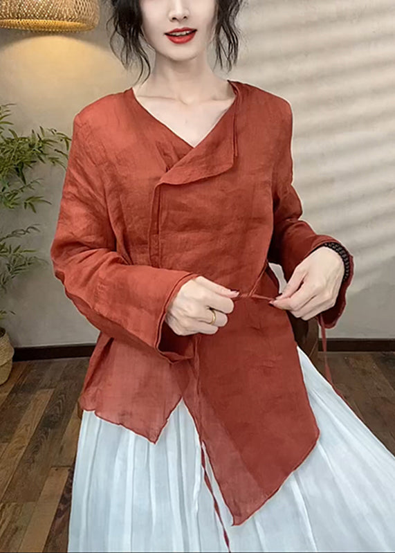 Asymmetrical Spring Brief Top Patchwork Red