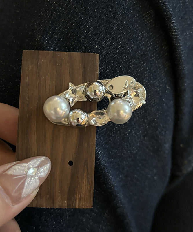 Alloy Zircon Hairpin Pair Star Silk Pearl Metal Brief A