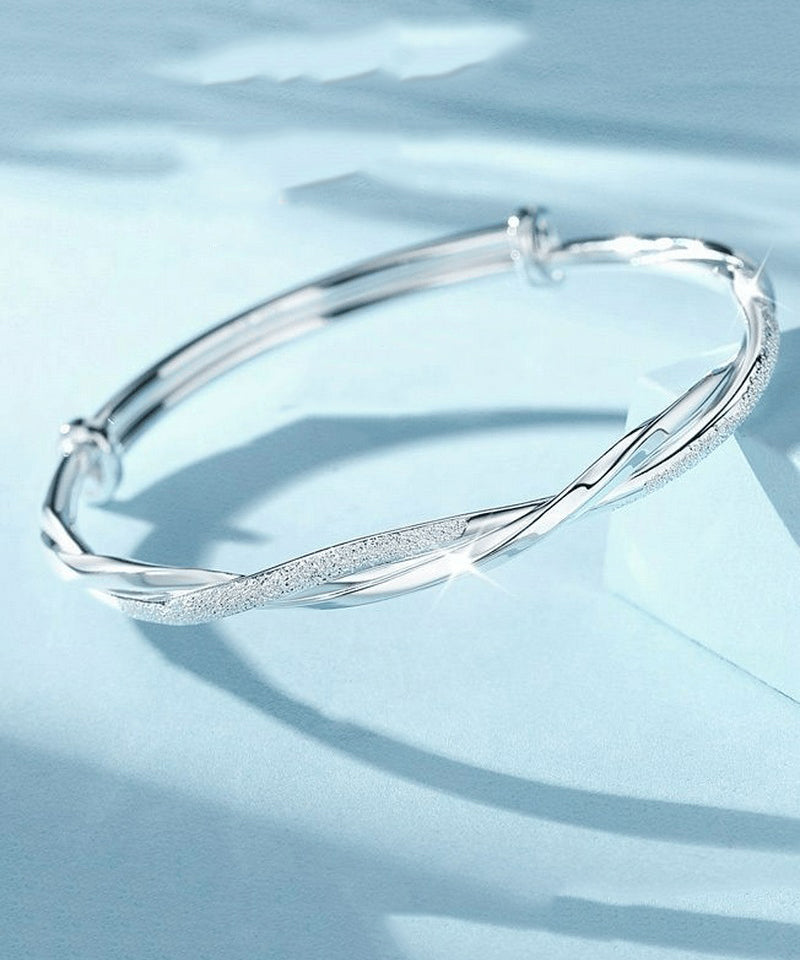 Silver Sterling Bangle Zircon Silk Brief