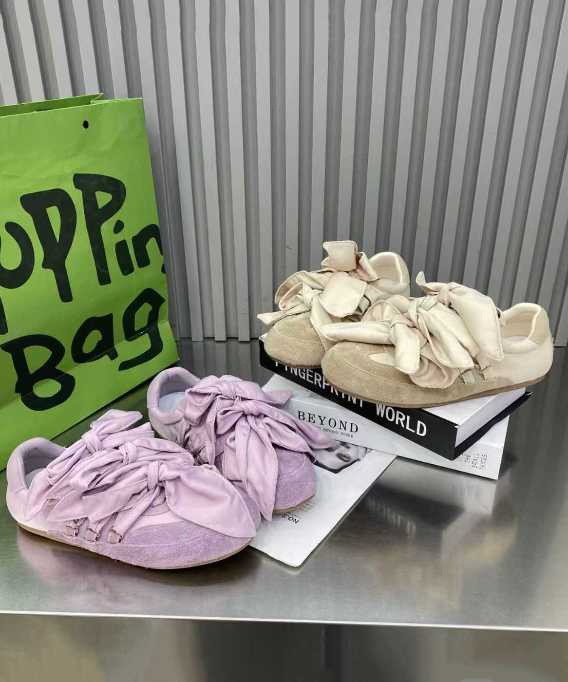 Suede Splicing Women Shoes Apricot Bow Casual Flat For