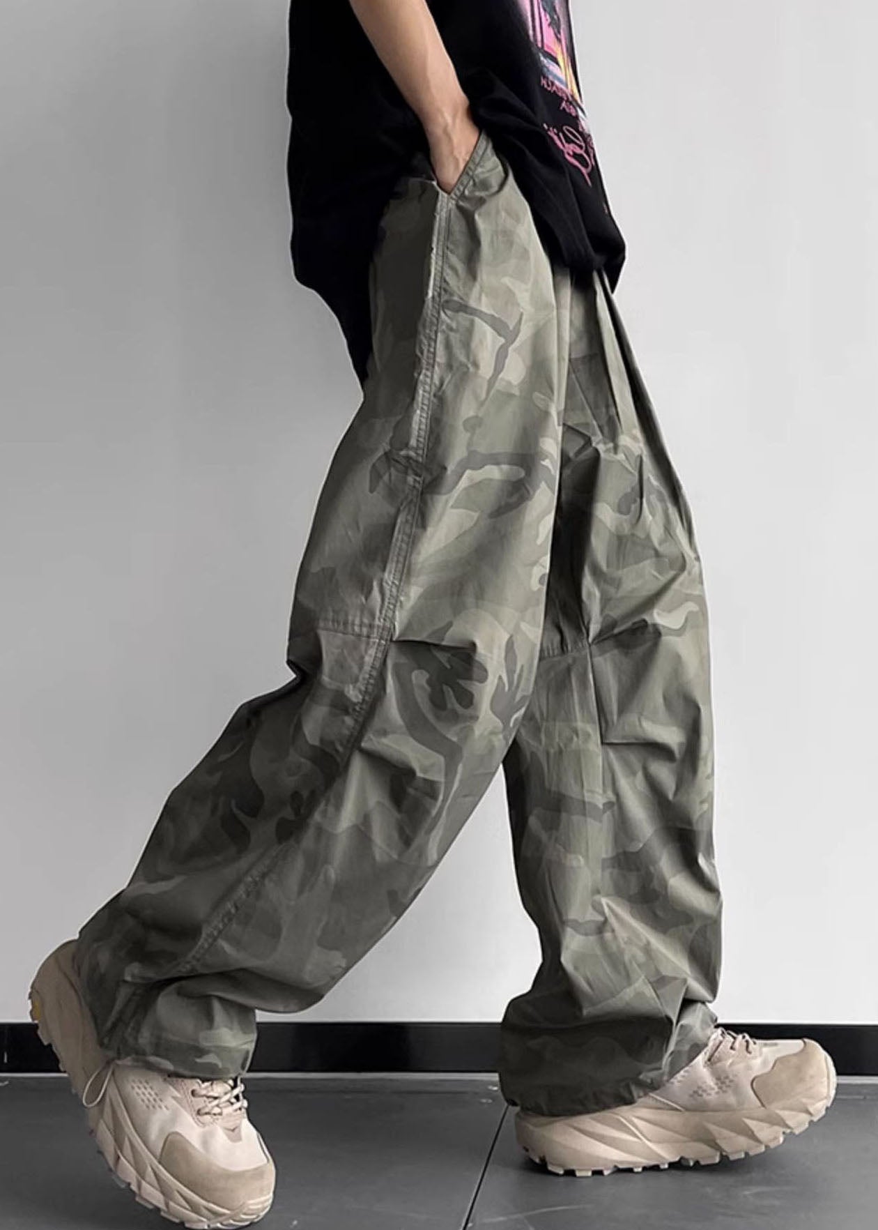 Pants Camouflage Men Cotton Waist Elastic Casual Pockets Summer