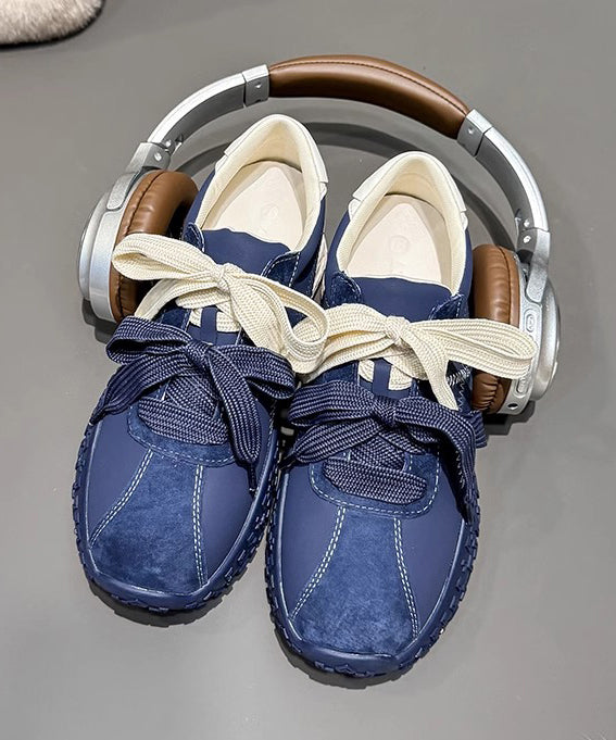 Casual Up Comfy Platform Shoes Navy Splicing Lace