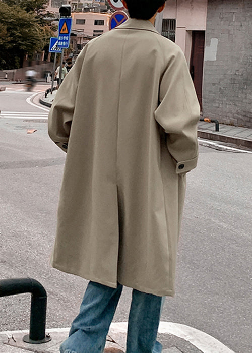 Casual Khaki Peter Pan Collar Button Cotton Men Trench Spring YQ014