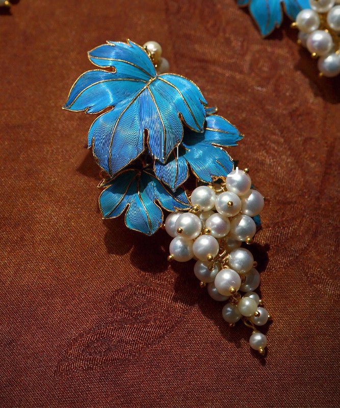 Drip Overgild Stud Sterling Earrings Chic Glaze Grape Silver Blue