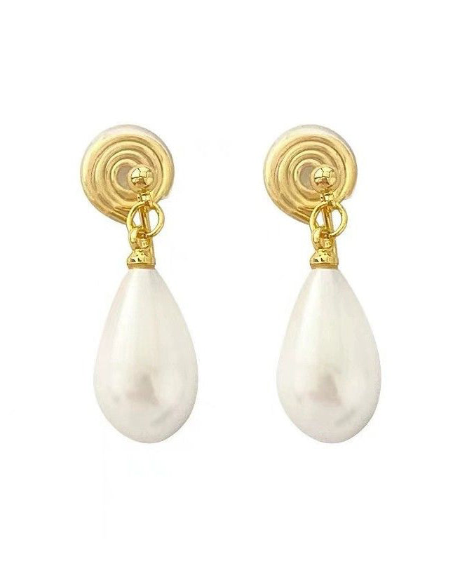 Pearl Copper Earrings Stud Chic Gold Alloy Drop Water