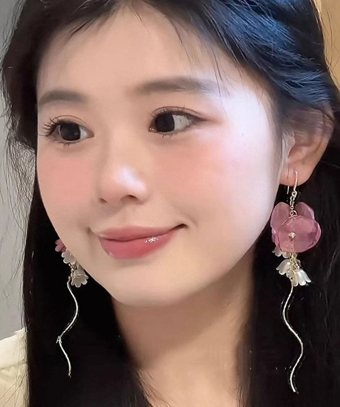 Chic Copper Gold Zircon Tassel Pearl Drop Earrings Bellflower