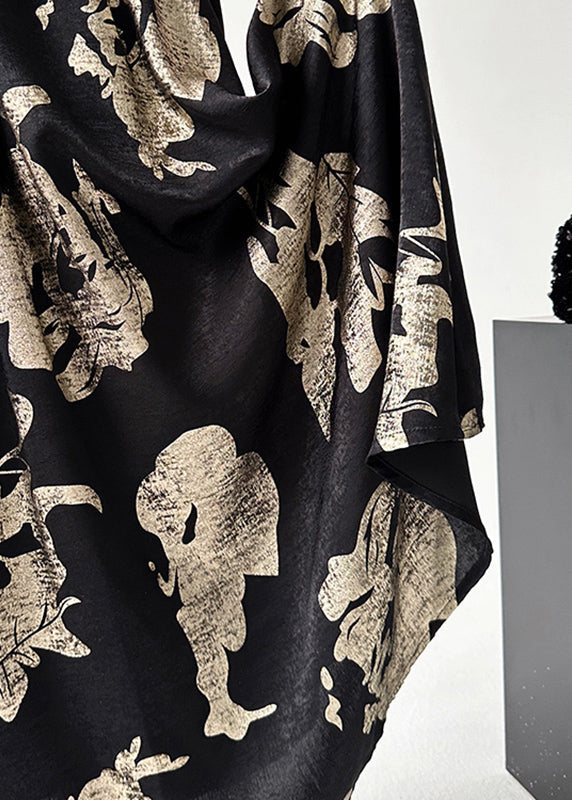 Elastic Waist Style Line Print Skirts Chinese A Black