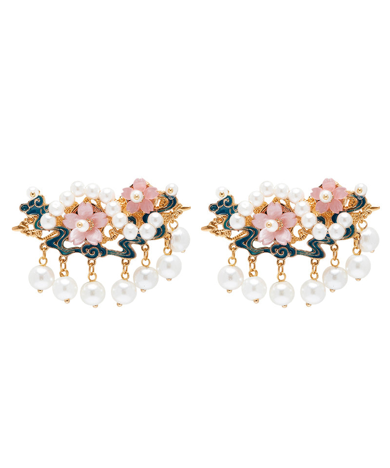 Pearl Floral Gold Style Alloy Hairpin Chinese Tassel