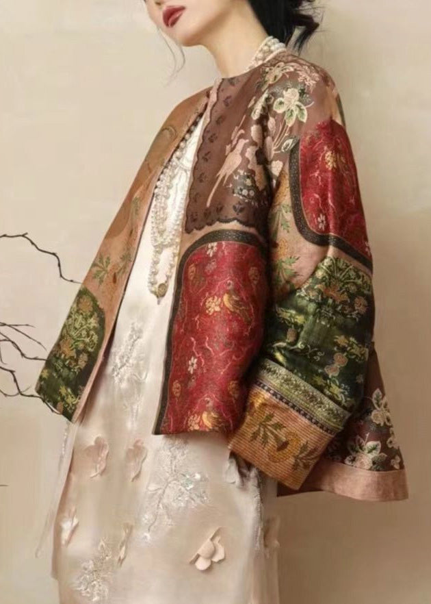 Chinese Style O-Neck Print Coats Spring TY016