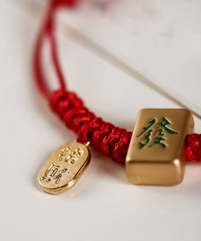 Weave Red Mahjong Bracelet Style Charm Chinese Alloy