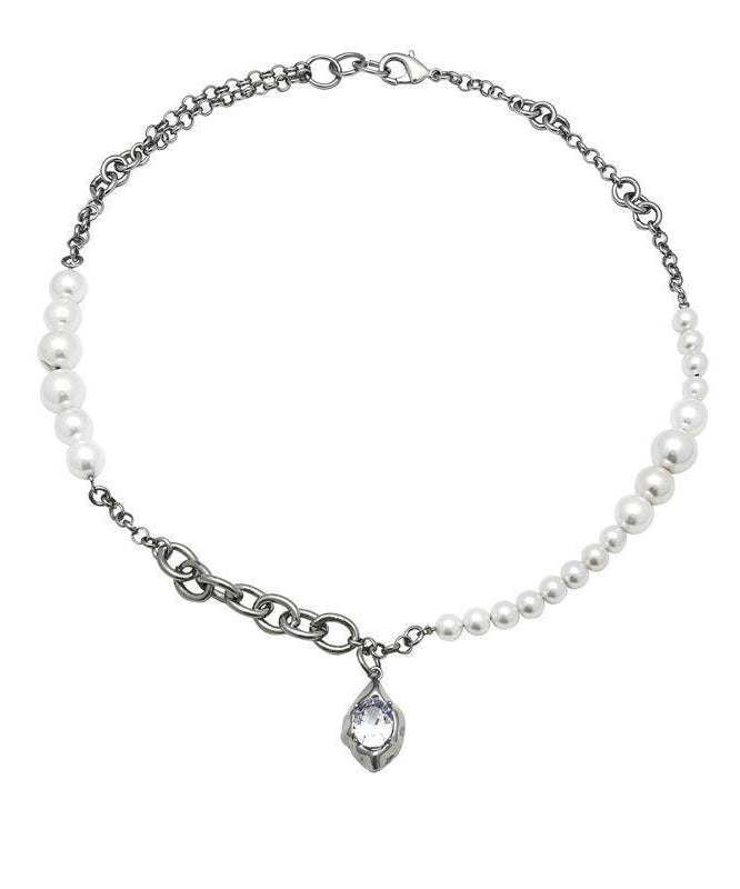 Steel Silk Pendant Drop Zircon Stainless Classy Pearl Water