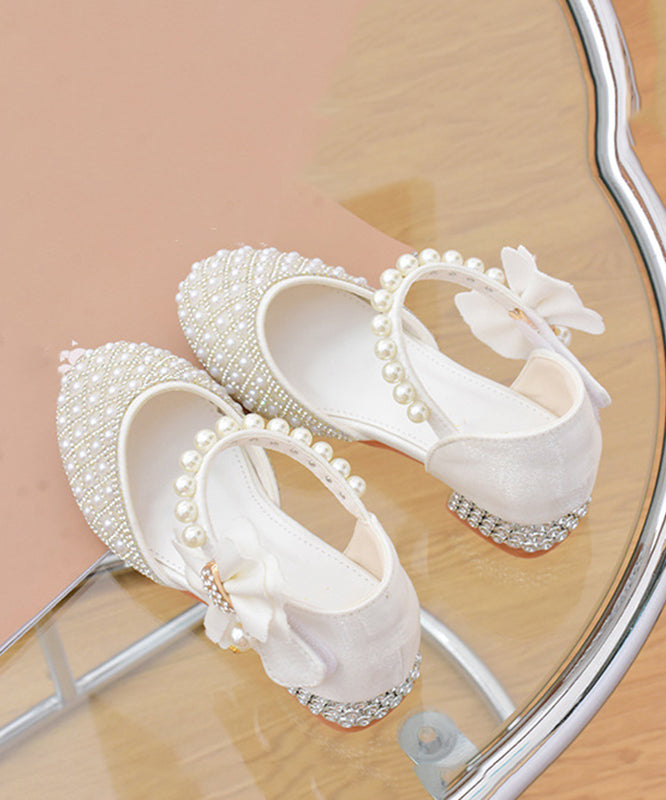 Sandals Zircon White Classy Strap Pearl Kids Buckle