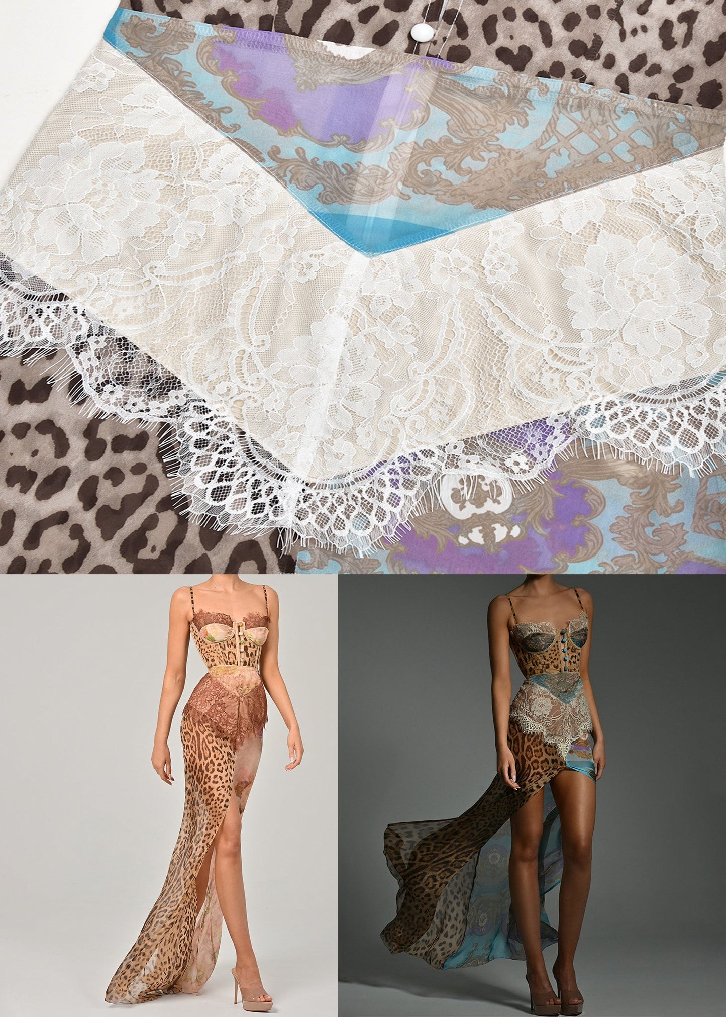 Spaghetti Coffee Open Lace Sleeveless Patchwork Chiffon Side