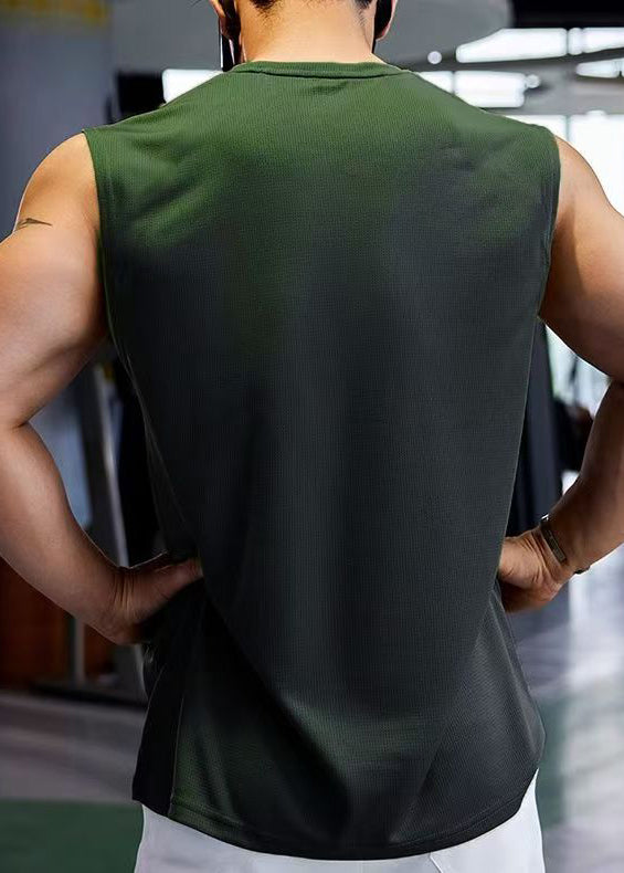 Tank Cotton Men's Sleeveless Cozy Print Khaki Cool