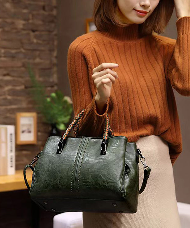 Leather Elegant Brown Handbag Durable Tote Solid Calf