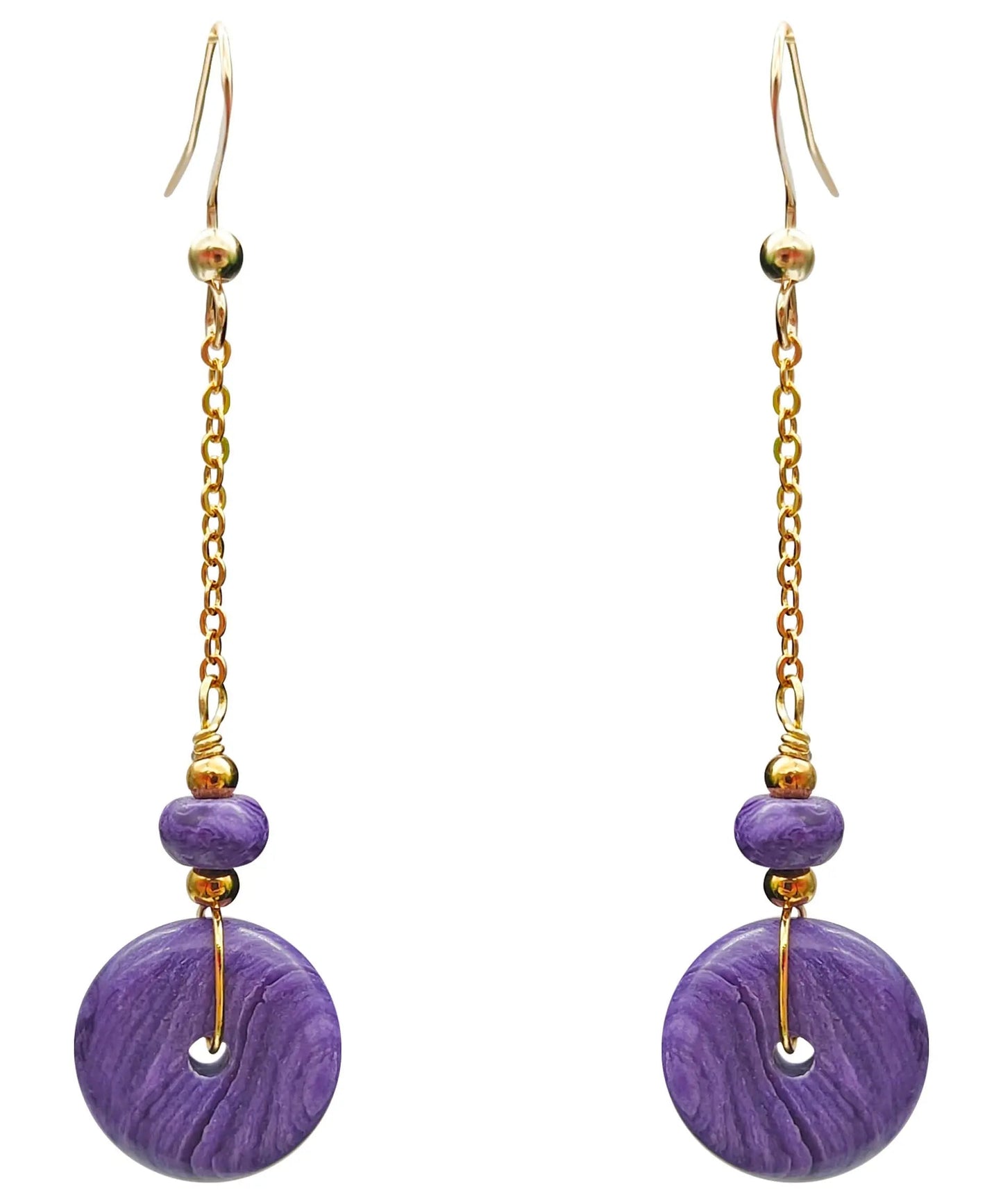 Elegant Purple 14K Gold Crystal Drop Earrings Ada Fashion