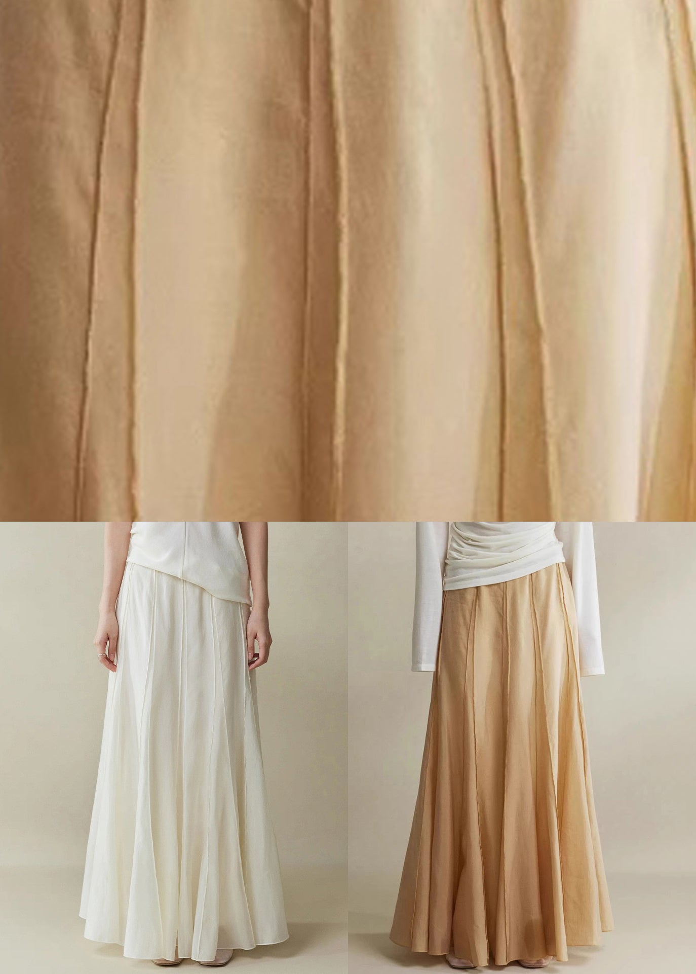 Elegant Zippered Cotton Summer White High Waist Skirts Silk