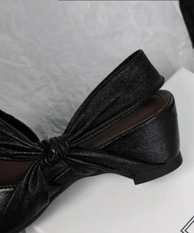 Chunky Sandals Bow Silver Fashion Splicing Sheepskin