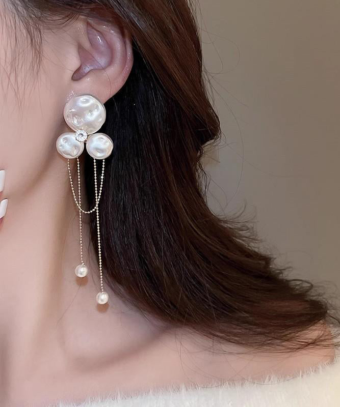 Alloy Earrings Pear Fashion Floral Tassel Drop Gold