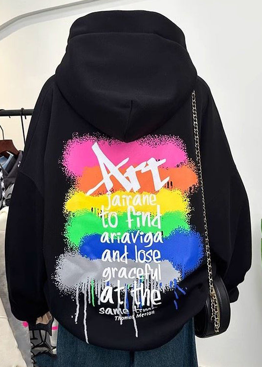 Fashion Grey Hooded Cartoon Print Cotton Sweatshirts Spring YF010