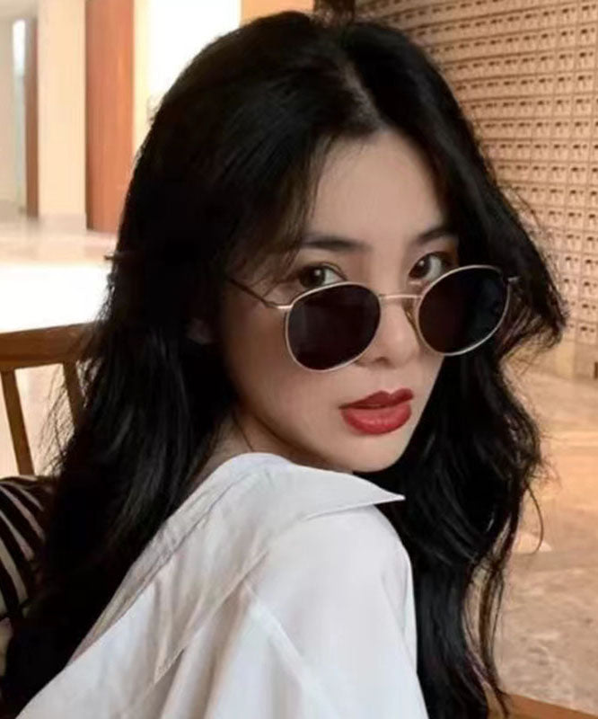 Fashion Grey Small Face Round Frame Hong Kong Wind Anti UV High Quality Sunglasses XS1050