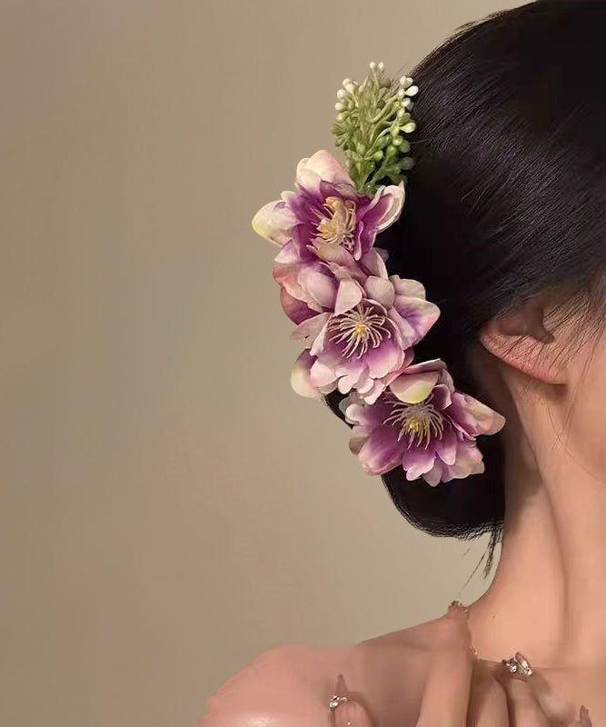 Pink Floral Alloy Hairpin Fashion Fabric