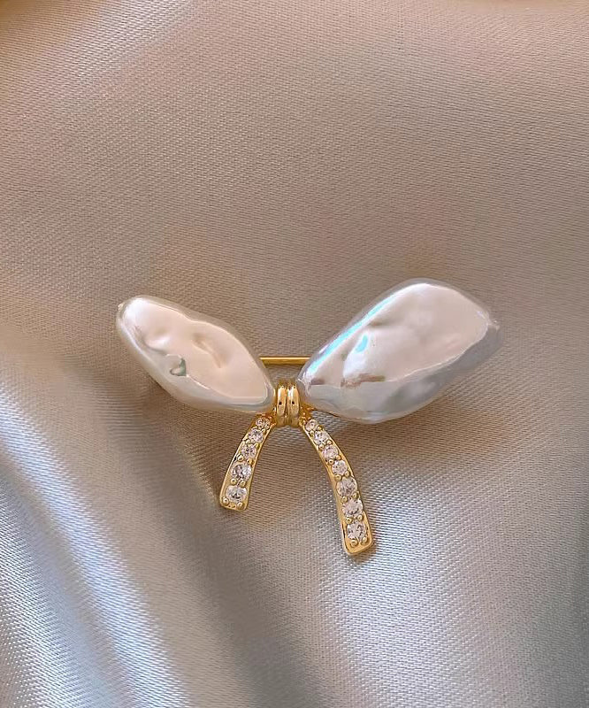 Fine Gold Copper Alloy Asymmetric Bow Brooches YD031