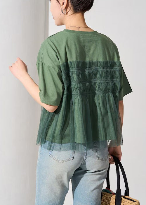 Tanks Fine Patchwork Oversized Summer Green Tulle