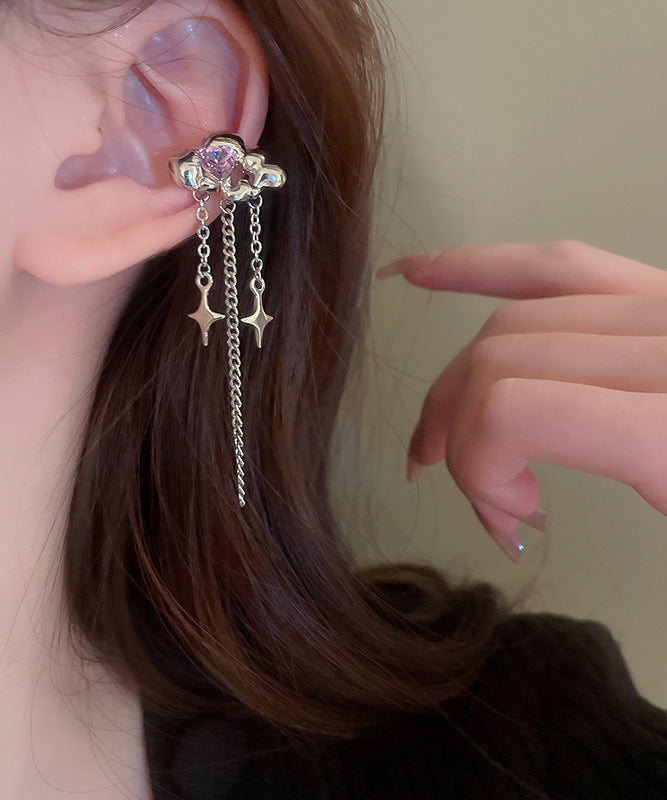 Copper Fine Drop Earrings Zircon Silk Water Tassel