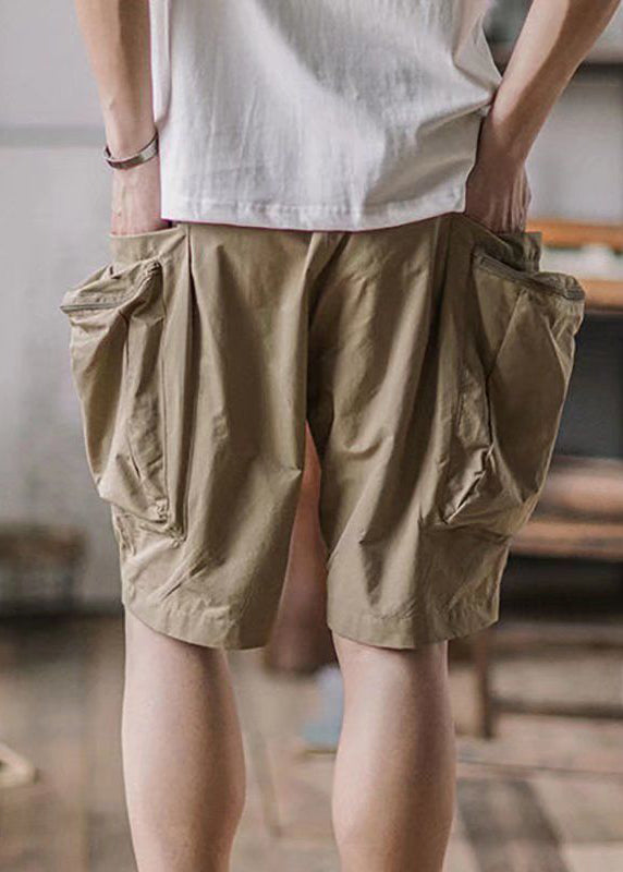 Summer Shorts Up French Cotton Zip Green Army Men Pockets