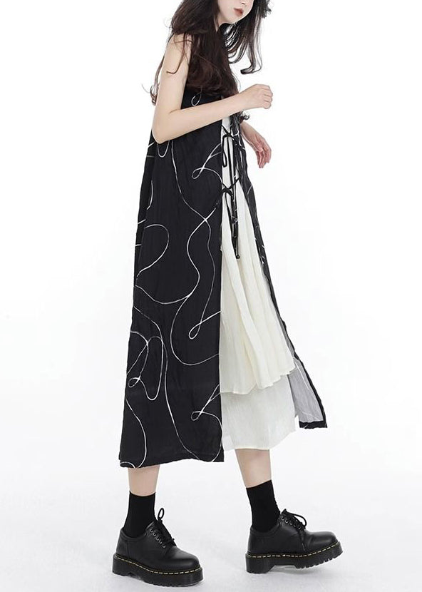 Up Cotton Spaghetti Asymmetrical Lace Black French Patchwork