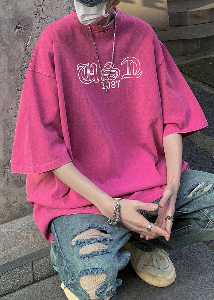 T Neck Half Black Print Sleeve Men O French Cotton Shirt