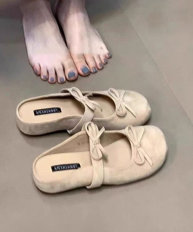 Bow Splicing Sandals French Yellow Slide Wedge