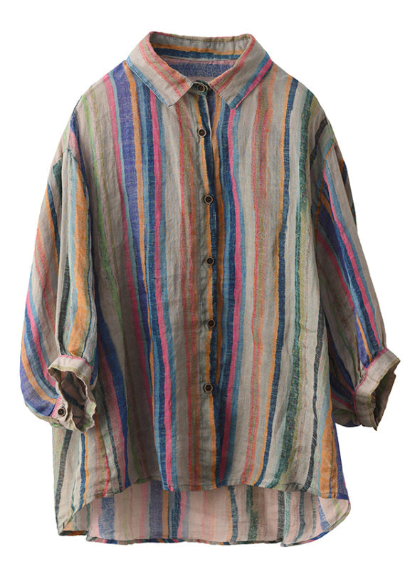 Collar Fall Peter Green Shirt Stripe Pan Linen Button